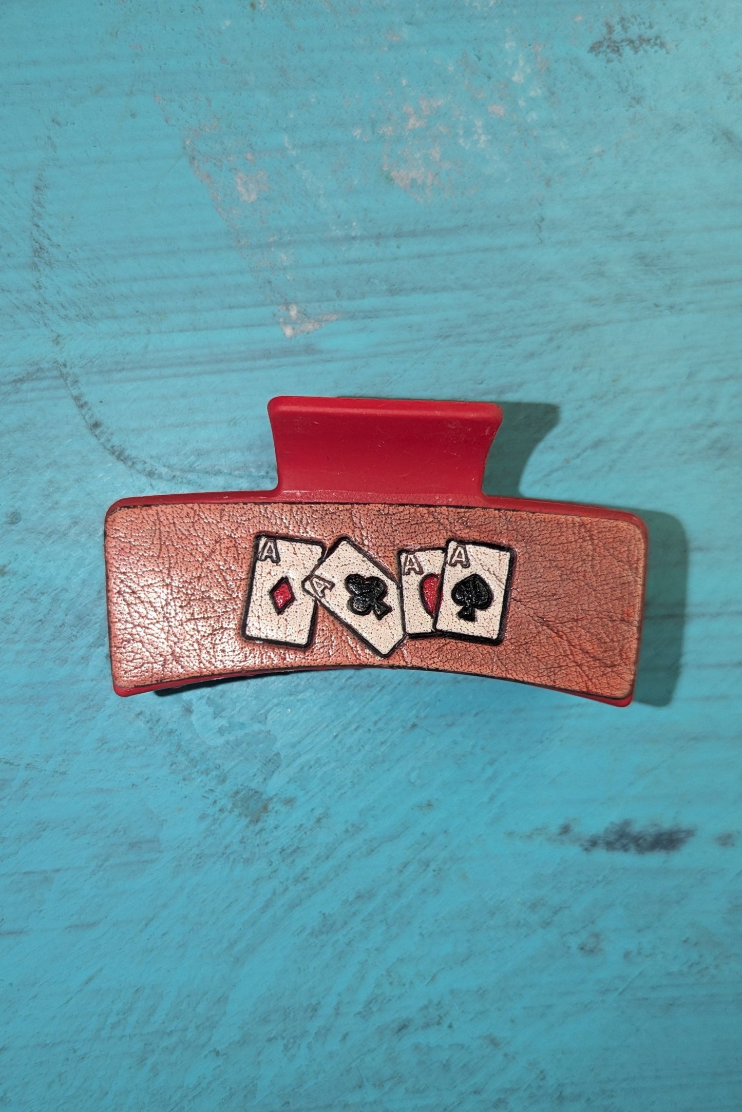 High Stakes Tooled Leather Claw Clip
