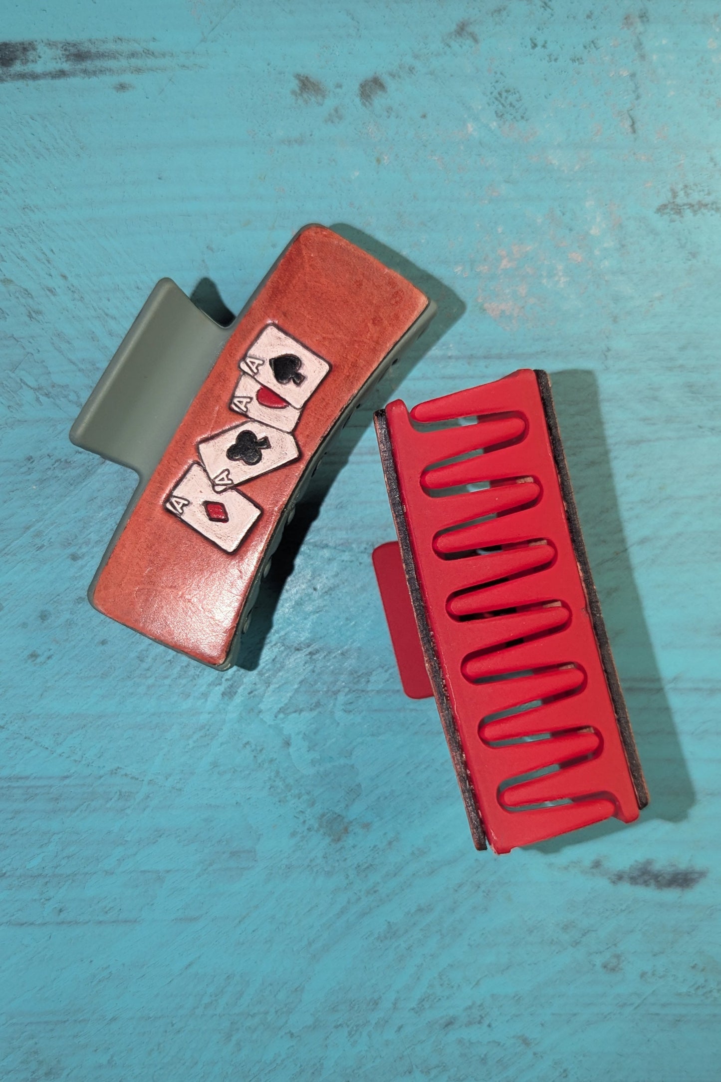 High Stakes Tooled Leather Claw Clip
