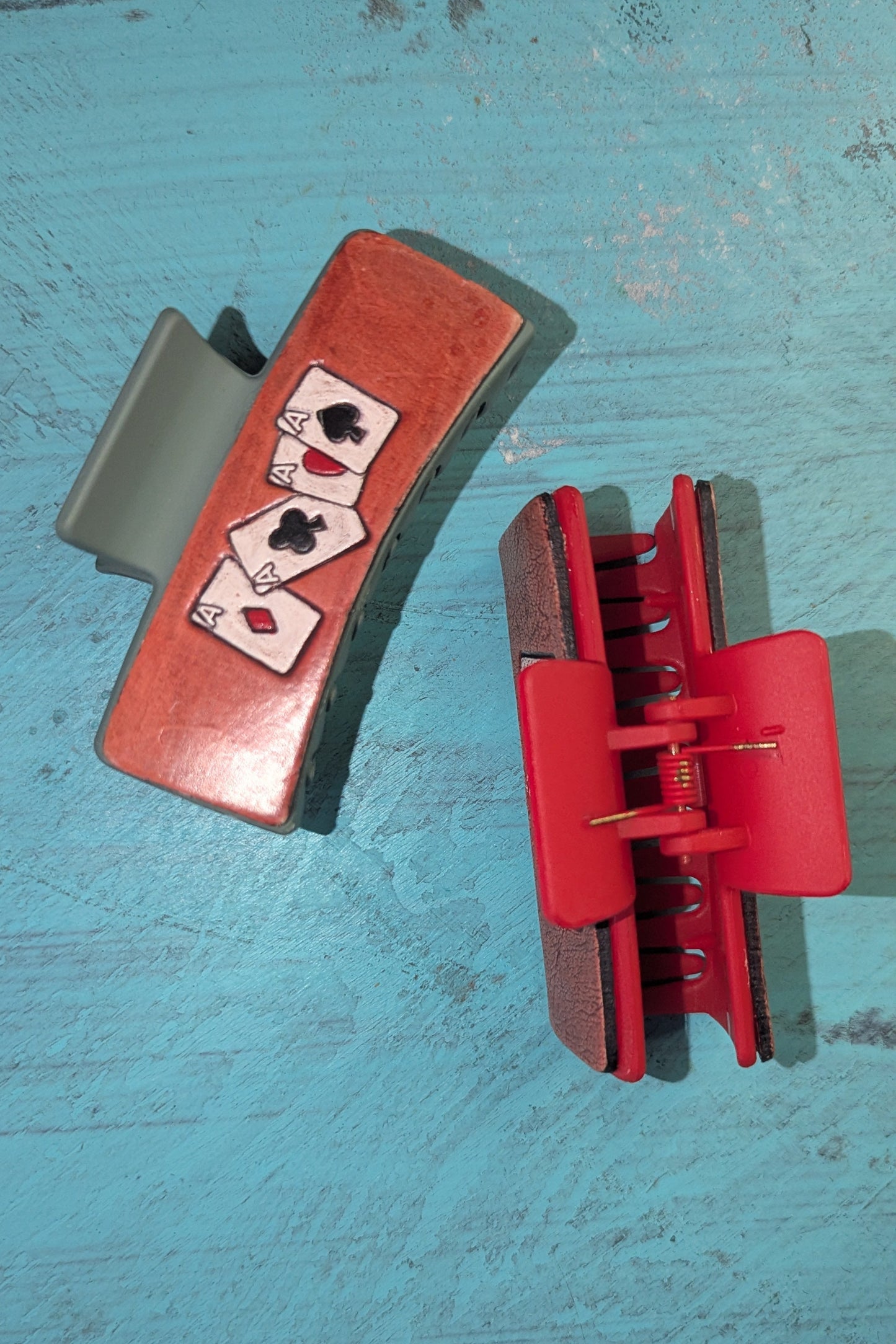 High Stakes Tooled Leather Claw Clip