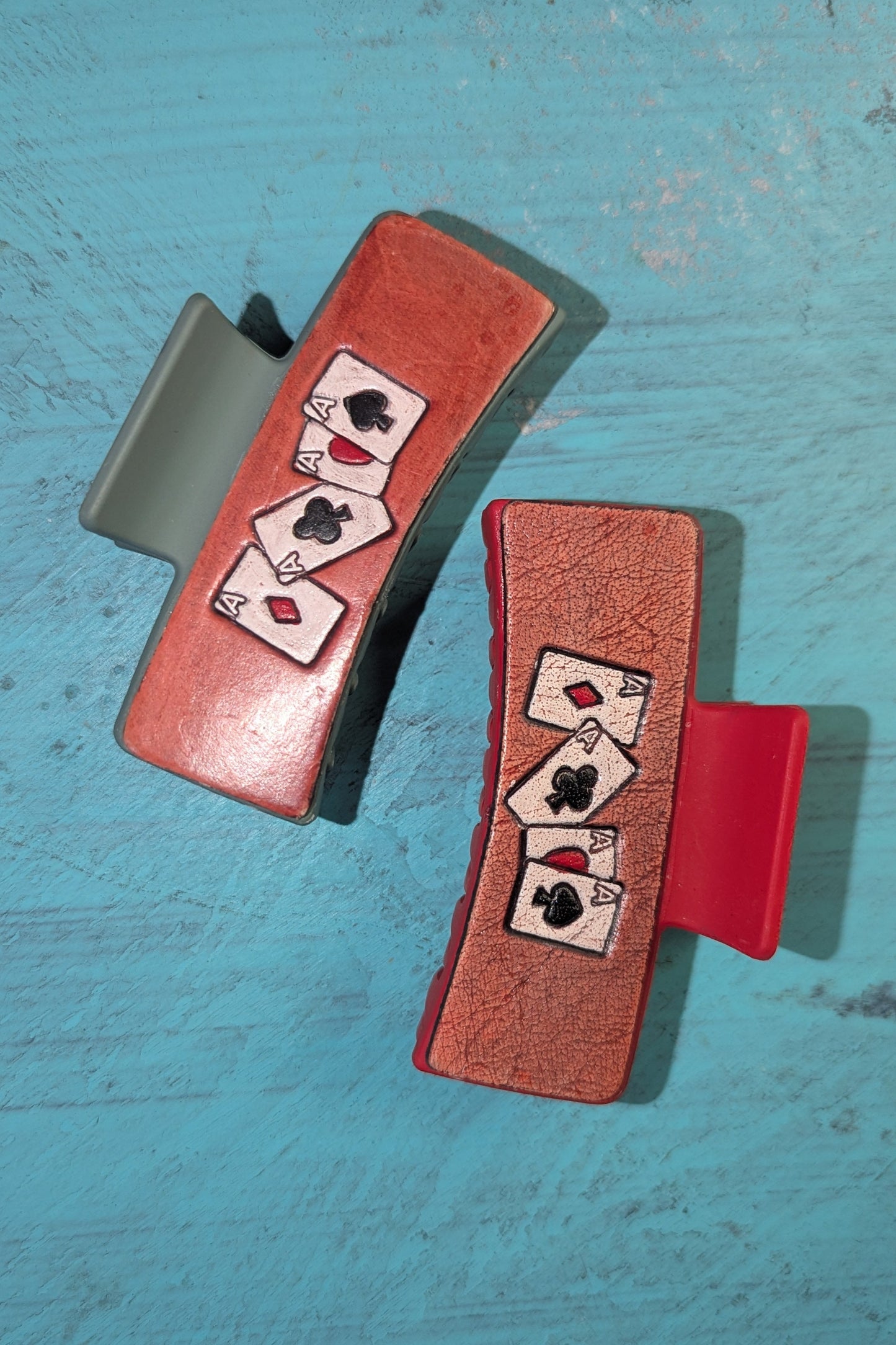 High Stakes Tooled Leather Claw Clip